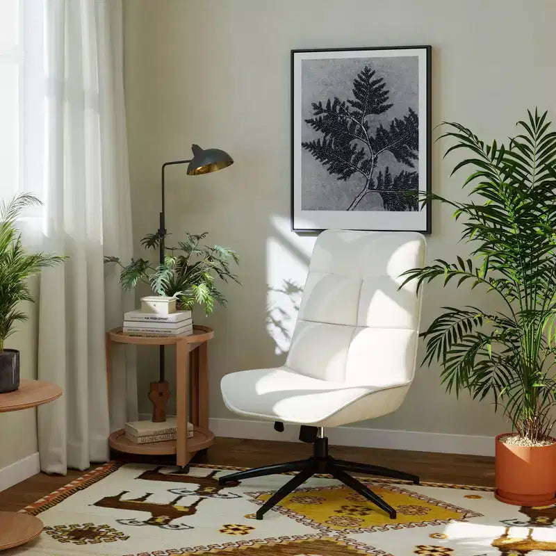 Swivel Accent Chair for Small Spaces, Upholstered, Beige