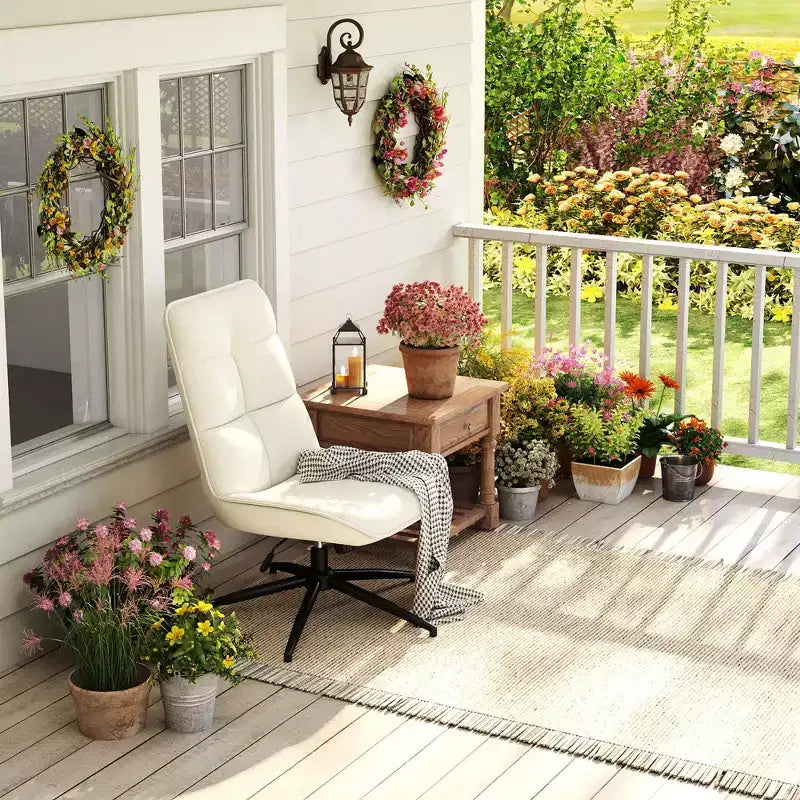Swivel Accent Chair for Small Spaces, Upholstered, Beige