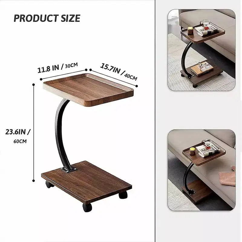 C Table End Table Adjustable Height, 360Swivel TV Tray Table, Couch Tables That slide under, C Shaped Side Tables for Sofa, Bed, Chair