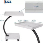 C Table End Table Adjustable Height, 360Swivel TV Tray Table, Couch Tables That slide under, C Shaped Side Tables for Sofa, Bed, Chair