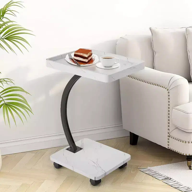 C Table End Table Adjustable Height, 360Swivel TV Tray Table, Couch Tables That slide under, C Shaped Side Tables for Sofa, Bed, Chair