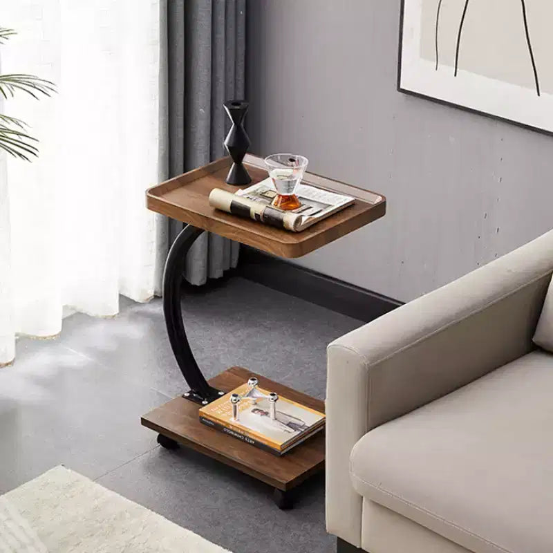 C Table End Table Adjustable Height, 360Swivel TV Tray Table, Couch Tables That slide under, C Shaped Side Tables for Sofa, Bed, Chair