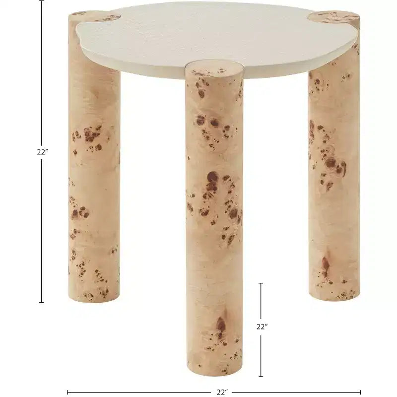 Natural Burl Wood End Table