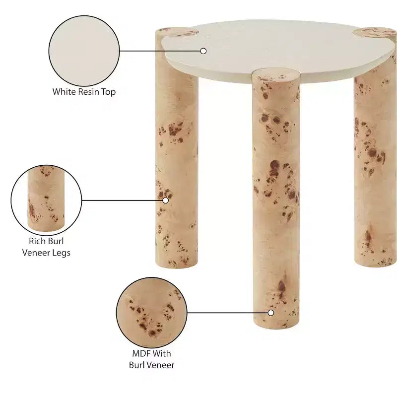 Natural Burl Wood End Table