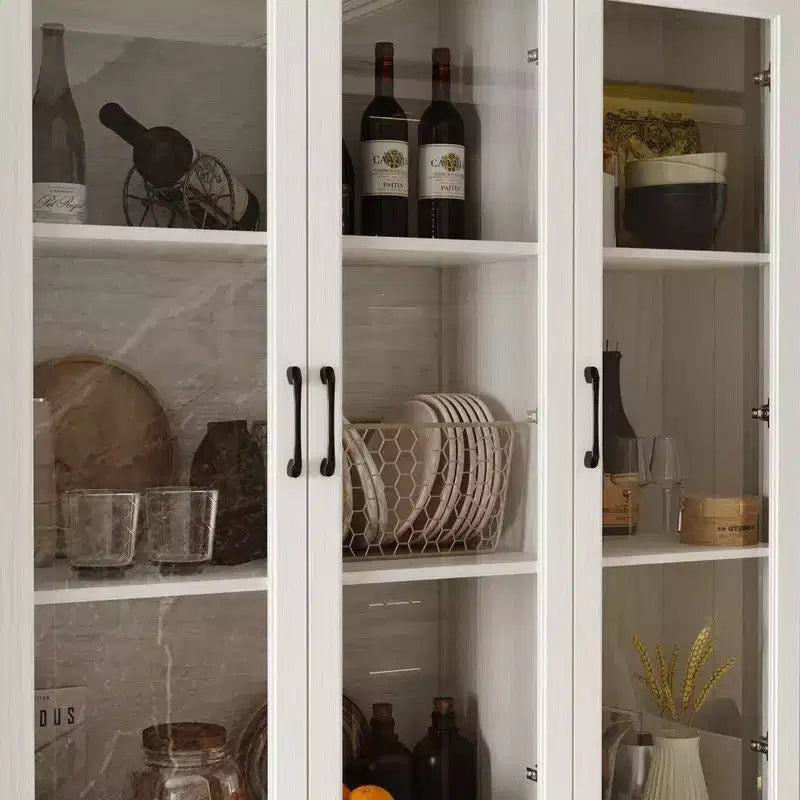 Modern Kitchen Hutch with Glass Doors, Multi-Drawer Kitchen Organizer, Kitchen Pantry with Storage, Easy Assembly