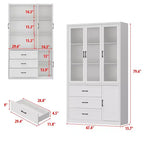 Modern Kitchen Hutch with Glass Doors, Multi-Drawer Kitchen Organizer, Kitchen Pantry with Storage, Easy Assembly