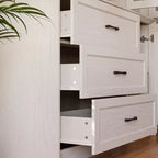 Modern Kitchen Hutch with Glass Doors, Multi-Drawer Kitchen Organizer, Kitchen Pantry with Storage, Easy Assembly