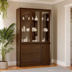 Modern Kitchen Hutch with Glass Doors, Multi-Drawer Kitchen Organizer, Kitchen Pantry with Storage, Easy Assembly