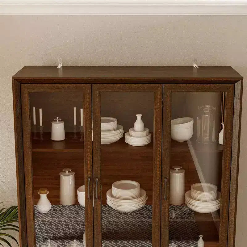 Modern Kitchen Hutch with Glass Doors, Multi-Drawer Kitchen Organizer, Kitchen Pantry with Storage, Easy Assembly