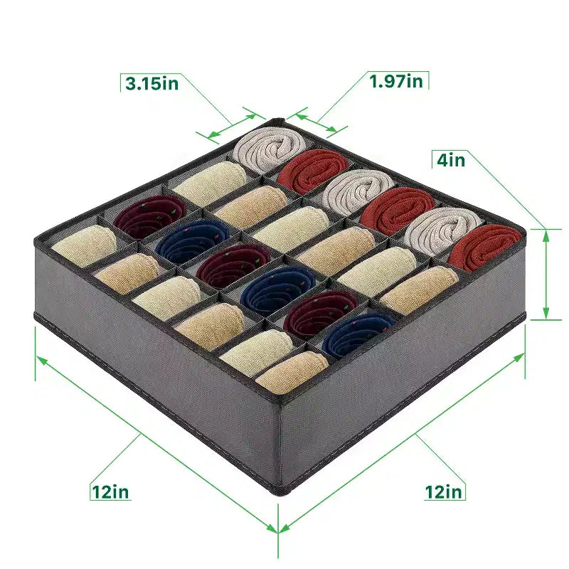 Drawer Organizer Clothes, 24 Cell Dresser Organizer Bins Divider for Socks Underwear Organizers, Baby Nursery Closet Organizer & Storage, Gray