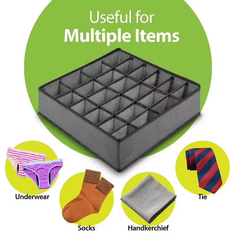 Drawer Organizer Clothes, 24 Cell Dresser Organizer Bins Divider for Socks Underwear Organizers, Baby Nursery Closet Organizer & Storage, Gray