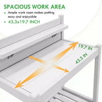 Outdoor Indoor Maintenance Free Vinyl Garden Potting Bench, Waterproof Potting Table with Open Shelf, White