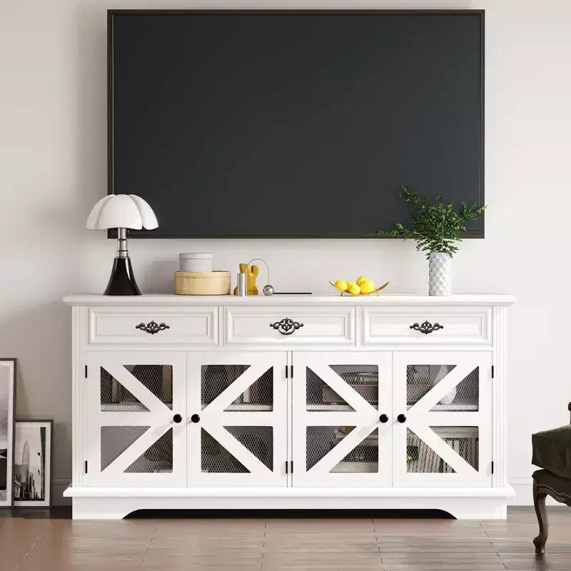 70 Sideboard Buffet Cabinet, Kitchen Pantry Storage Cabinet with 3 Drawers, Wooden Coffee Bar Cabinet, Entryway Console Table for Dining Living Room