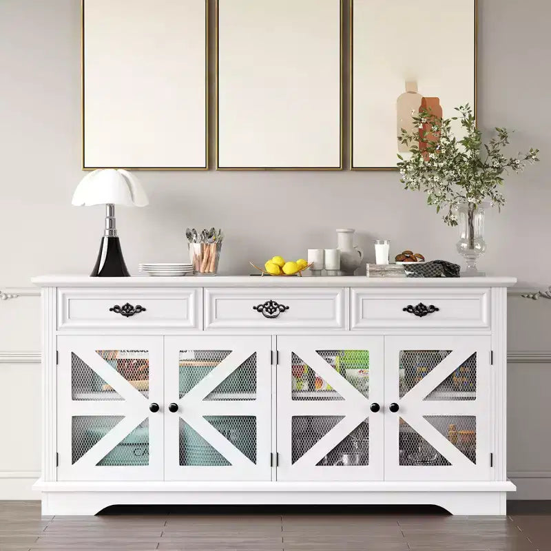 70 Sideboard Buffet Cabinet, Kitchen Pantry Storage Cabinet with 3 Drawers, Wooden Coffee Bar Cabinet, Entryway Console Table for Dining Living Room