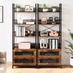 Industrial Bookshelf with Drawers, 4-Tier Rustic Bookcase, 70.87 Tall Display Storage Rack for Bedroom, Living Room, Home Office, Brown