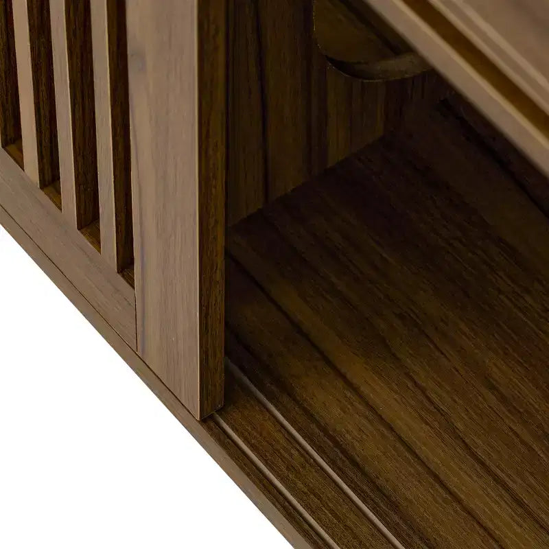 Extendable TV Stand Cat Furniture TV Media Console Cat House Litter Box Enclosure with Cat Scratcher, Walnut