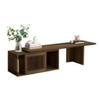 Extendable TV Stand Cat Furniture TV Media Console Cat House Litter Box Enclosure with Cat Scratcher, Walnut