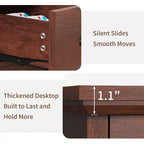 Rustic Farmhouse End Table with Charging Station & Storage Shelves Perfect for Small Space