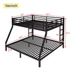 Metal Queen over King Bunk Bed for Teens and Adults Space-Saving and No Box Spring Needed Black