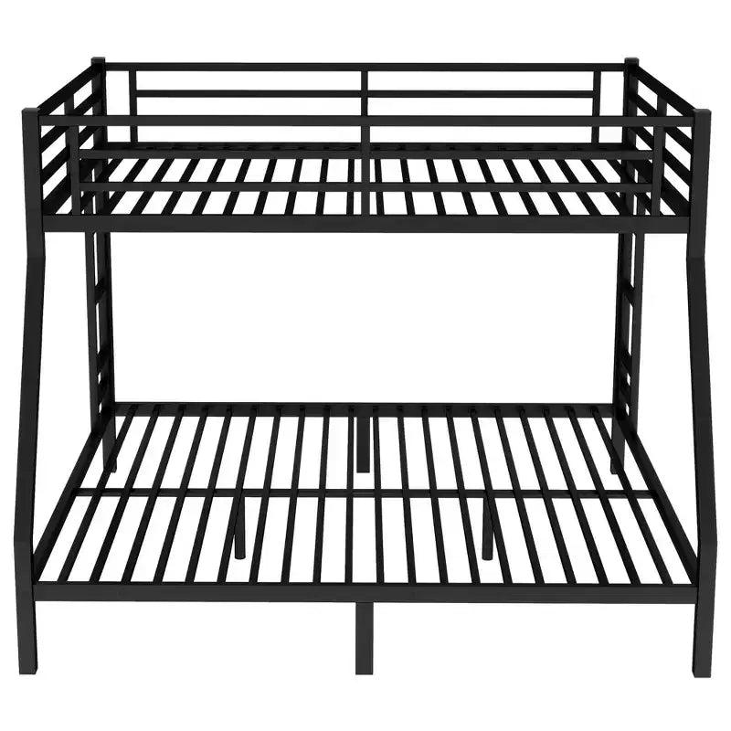 Metal Queen over King Bunk Bed for Teens and Adults Space-Saving and No Box Spring Needed Black