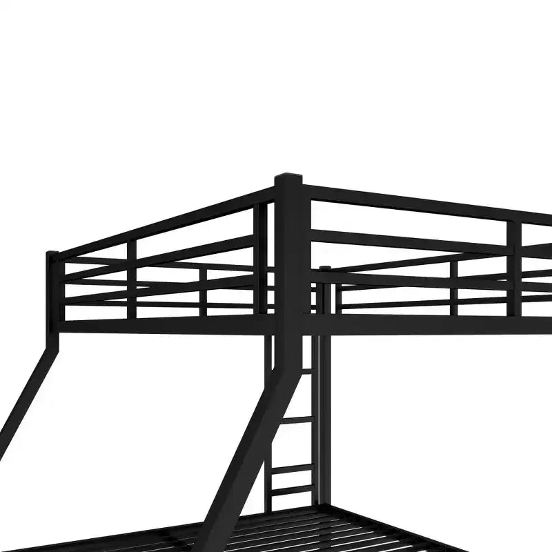Metal Queen over King Bunk Bed for Teens and Adults Space-Saving and No Box Spring Needed Black