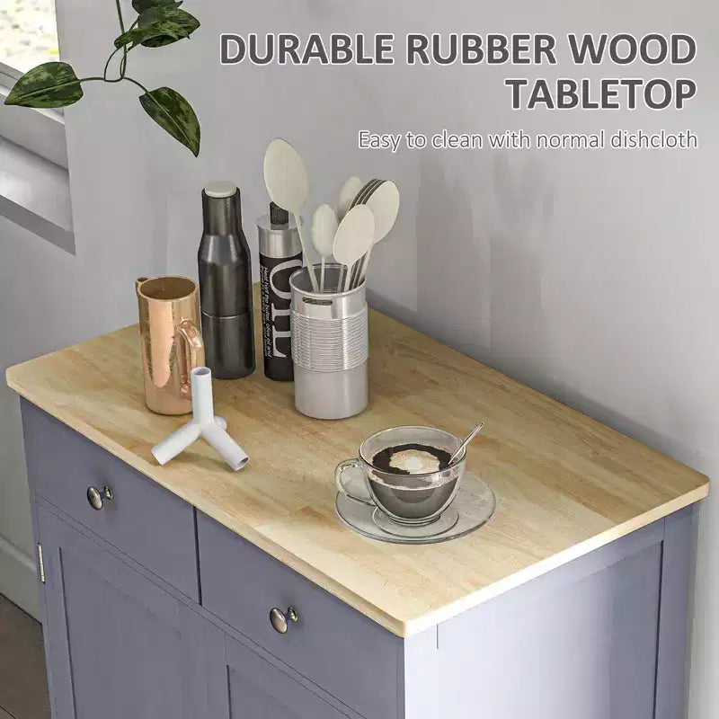 Sideboard Buffet Cabinet, Double Door Kitchen Cabinet, Coffee Bar Storage with 2 Drawers, Adjustable Shelf for Living Room, Gray