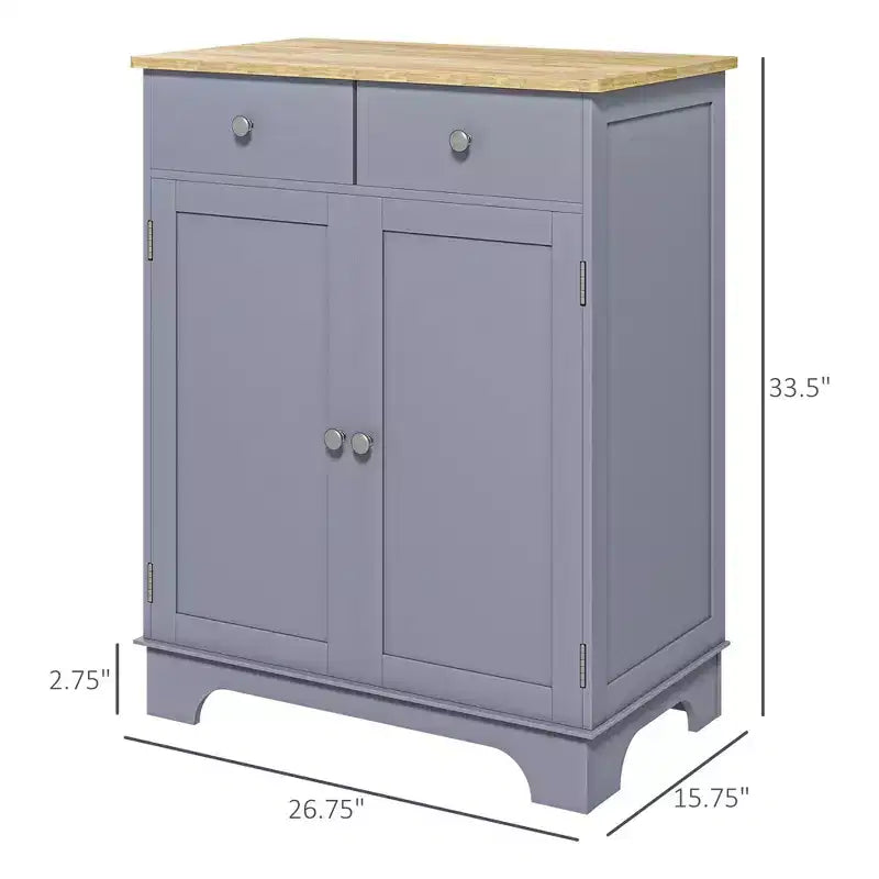 Sideboard Buffet Cabinet, Double Door Kitchen Cabinet, Coffee Bar Storage with 2 Drawers, Adjustable Shelf for Living Room, Gray
