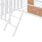 Metal House Loft Bed for Kids, Twin Size Loft Bed Frame with Roof & Window