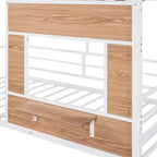 Metal House Loft Bed for Kids, Twin Size Loft Bed Frame with Roof & Window