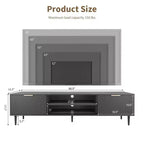 Modern TV Consoles for 75 Inch TVs, Entertainment Stand with 2 Large Storage Cabinets, Fluted Panel Design Media Console