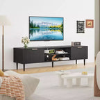 Modern TV Consoles for 75 Inch TVs, Entertainment Stand with 2 Large Storage Cabinets, Fluted Panel Design Media Console
