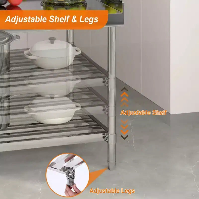 Stainless Steel Table, 36x30 Inch NSF Commercial Prep Table with Backsplash - Heavy-Duty Workstation for Restaurant Home Hotel
