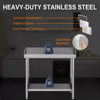 Stainless Steel Table, 36x30 Inch NSF Commercial Prep Table with Backsplash - Heavy-Duty Workstation for Restaurant Home Hotel