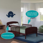 Toddler Bed, Solid Wood with Safety Rails, Easy Assembly