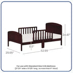 Toddler Bed, Solid Wood with Safety Rails, Easy Assembly