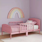 Toddler Bed, Solid Wood with Safety Rails, Easy Assembly