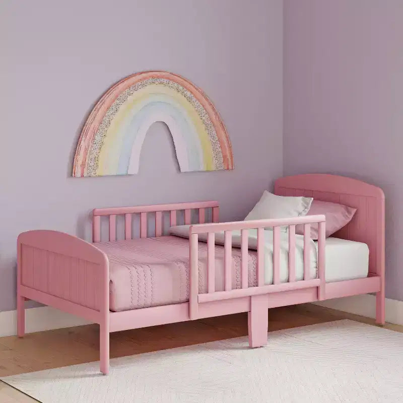 Toddler Bed, Solid Wood with Safety Rails, Easy Assembly
