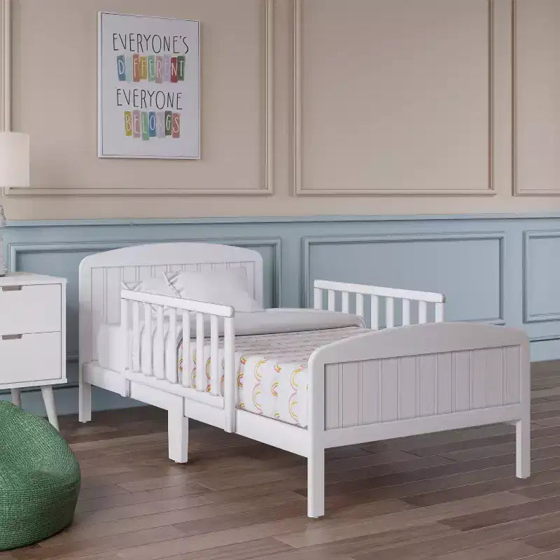 Toddler Bed, Solid Wood with Safety Rails, Easy Assembly