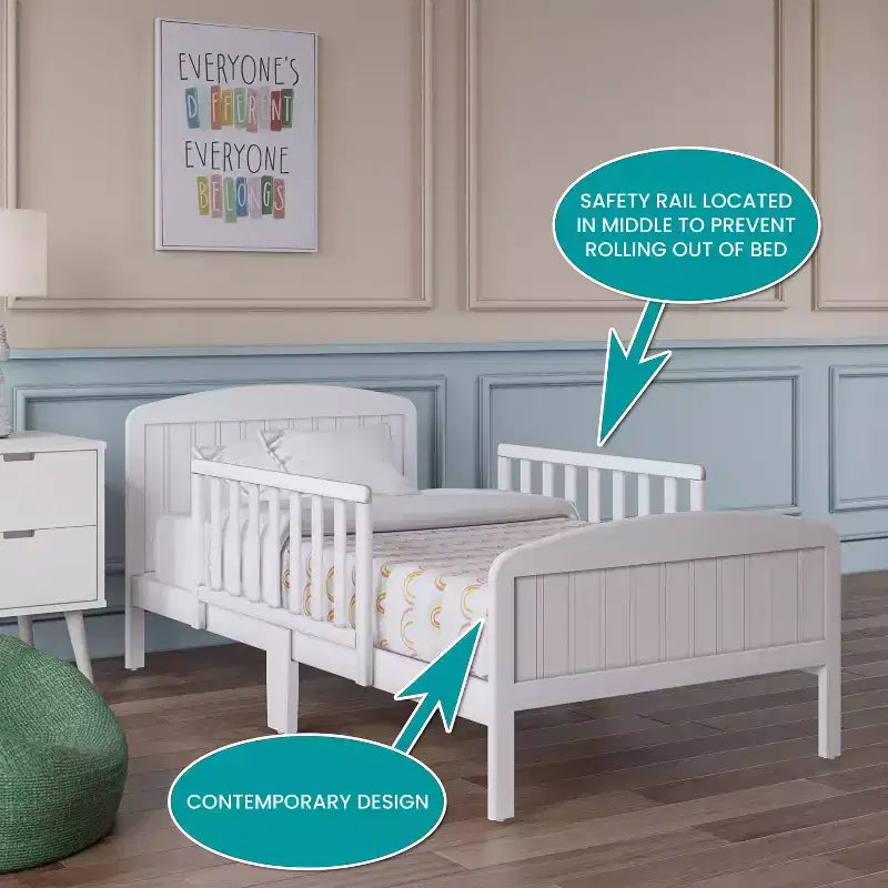 Toddler Bed, Solid Wood with Safety Rails, Easy Assembly