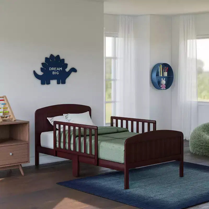 Toddler Bed, Solid Wood with Safety Rails, Easy Assembly