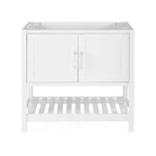 Alaterre Furniture Bennet 36 in. Bathroom Vanity without Top, Freestanding Shaker Cabinet with Soft-Close Doors and Slatted Bottom Shelf, White