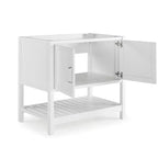 36 in. Bathroom Vanity without Top, Freestanding Shaker Cabinet with Soft-Close Doors and Slatted Bottom Shelf, White
