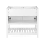 36 in. Bathroom Vanity without Top, Freestanding Shaker Cabinet with Soft-Close Doors and Slatted Bottom Shelf, White