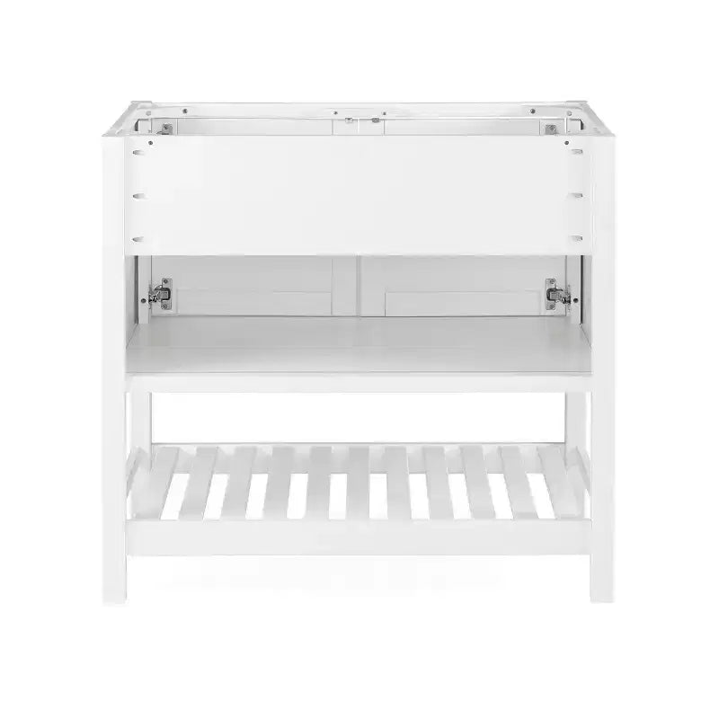 36 in. Bathroom Vanity without Top, Freestanding Shaker Cabinet with Soft-Close Doors and Slatted Bottom Shelf, White
