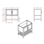 36 in. Bathroom Vanity without Top, Freestanding Shaker Cabinet with Soft-Close Doors and Slatted Bottom Shelf, White