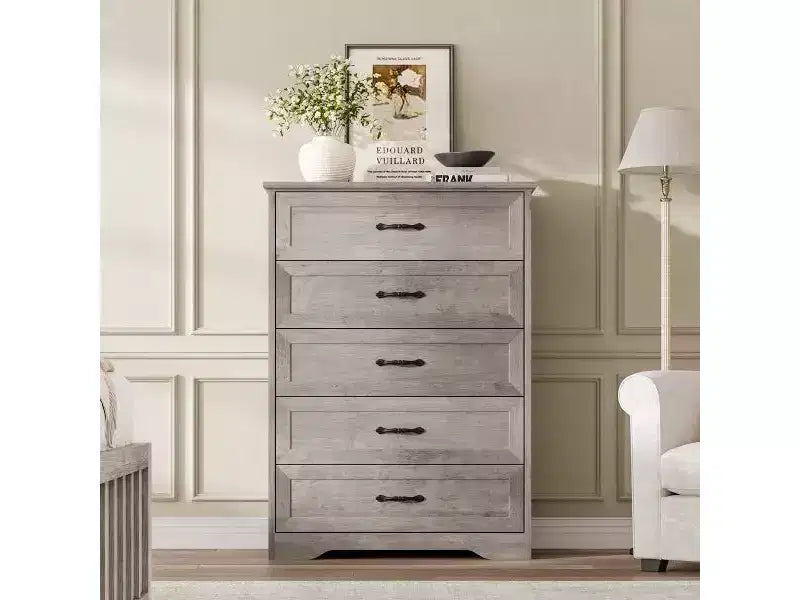 6 Drawer Dresser for Bedroom, Chest of Drawers, Farmhouse Modern Wooden Dresser, Storage Organizer