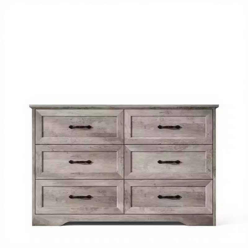 6 Drawer Dresser for Bedroom, Chest of Drawers, Farmhouse Modern Wooden Dresser, Storage Organizer