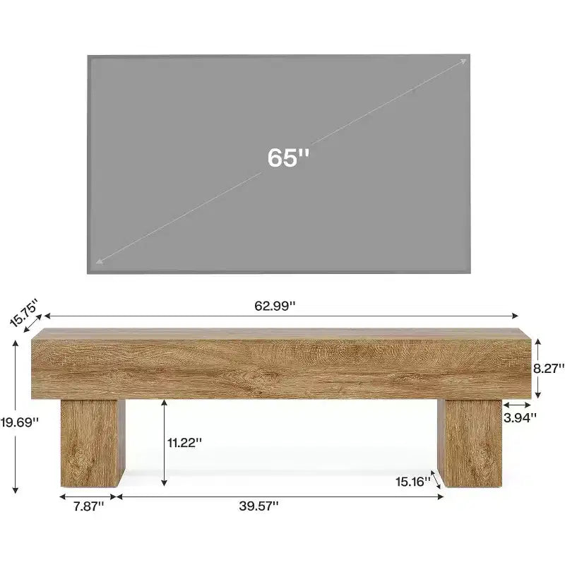 63 TV Stand Entertainment Center, Low TV Console for Living Room, Long Media Console Television Stands for 55/60/65 Inches TV