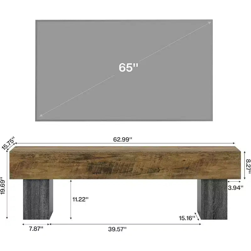 63 TV Stand Entertainment Center, Low TV Console for Living Room, Long Media Console Television Stands for 55/60/65 Inches TV