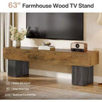 63 TV Stand Entertainment Center, Low TV Console for Living Room, Long Media Console Television Stands for 55/60/65 Inches TV